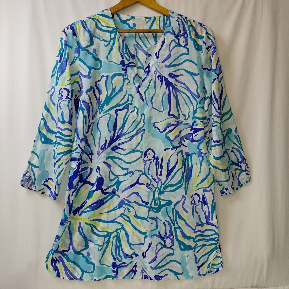 Lilly Pulitzer Oasis Tunic Cover Up Women's Size‎ Small Purple Green Resortwear